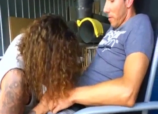 Curly-haired beauty fucks her son