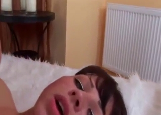 Tanned Russian teen blows her brother